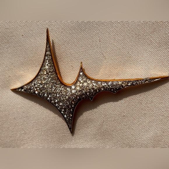 Vintage Jomaz Pavé Rhinestone lightning bolt Supernova Starburst Brooch Pin - Picture 8 of 10